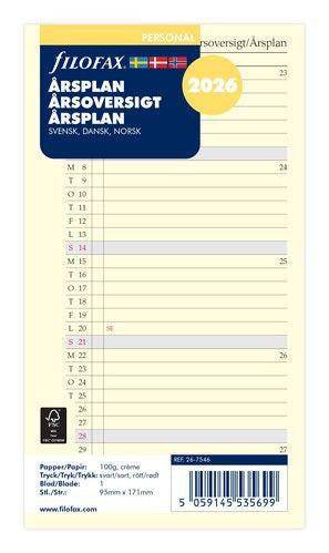 Køb ​Filofax Årsplan 2026 Personal hos Ofidan