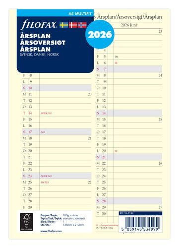 Køb ​Filofax A5 Årsplan 2026 hos Ofidan