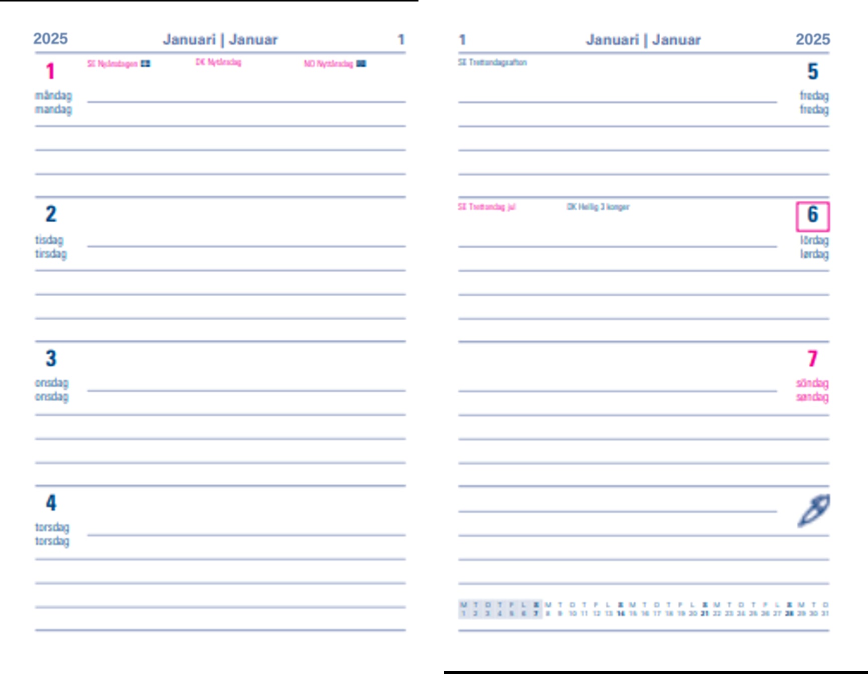 Køb ​Letts 2026 Woodland Kalender A6 Ugeopslag Navy hos Ofidan