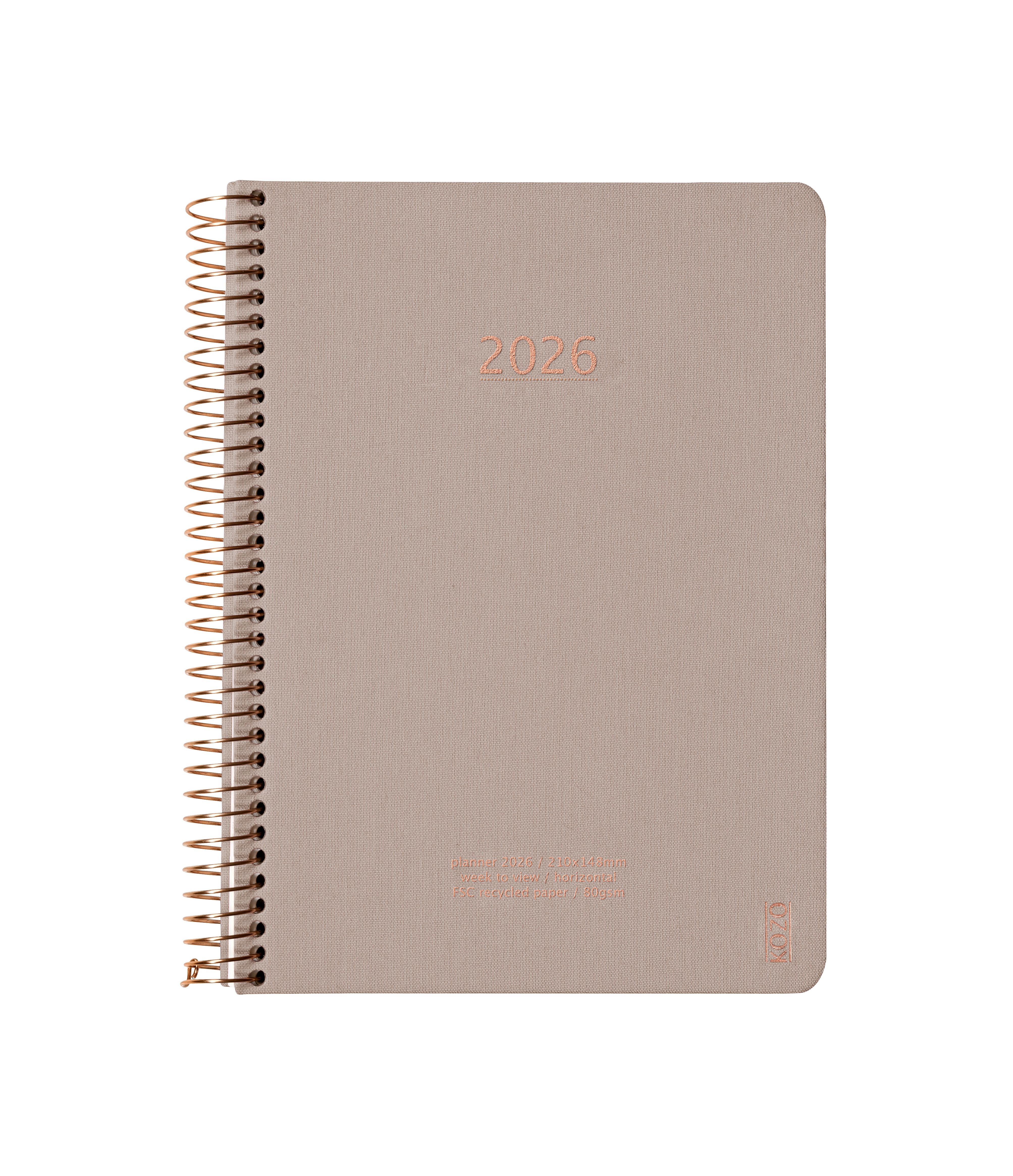 Køb ​Spiralkalender 2026 A5 Ugeopslag Sand-farvet hos Ofidan