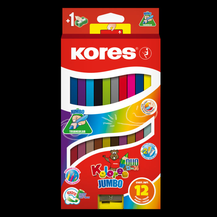 Køb ​Kores Jumbo Farveblyanter 12 pak hos Ofidan