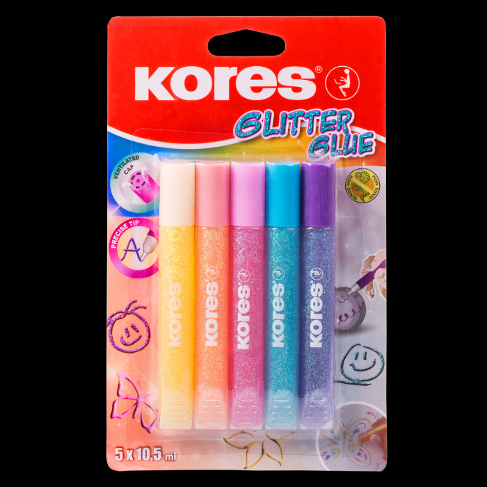 Køb ​Kores Glitterlim Pastel 5-pak hos Ofidan