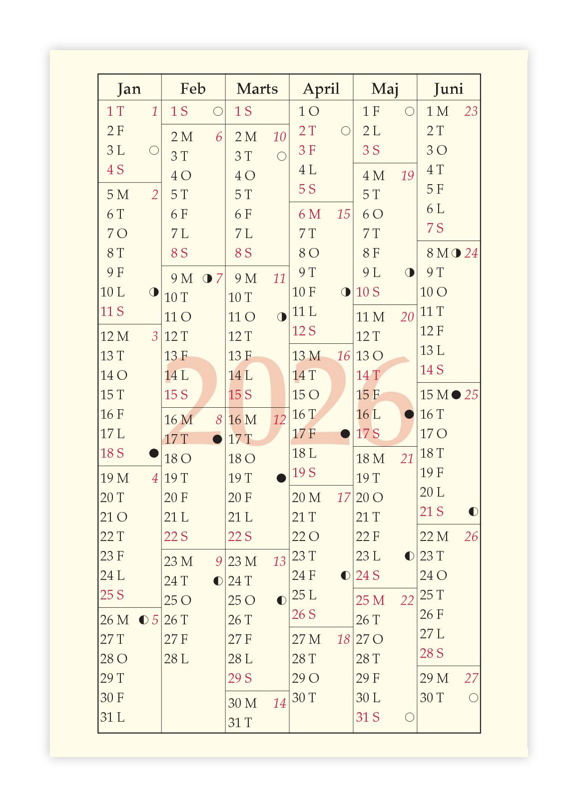 Køb ​Filofax Pocket Månedsplan 2026 hos Ofidan