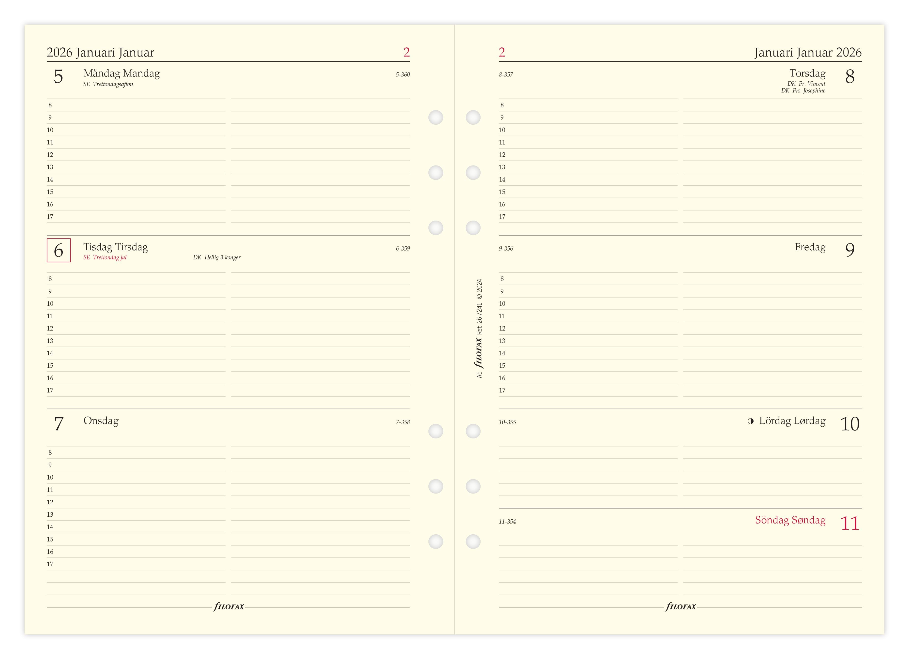 Køb ​Filofax A5 Uge pr opslag 2026 Refill hos Ofidan