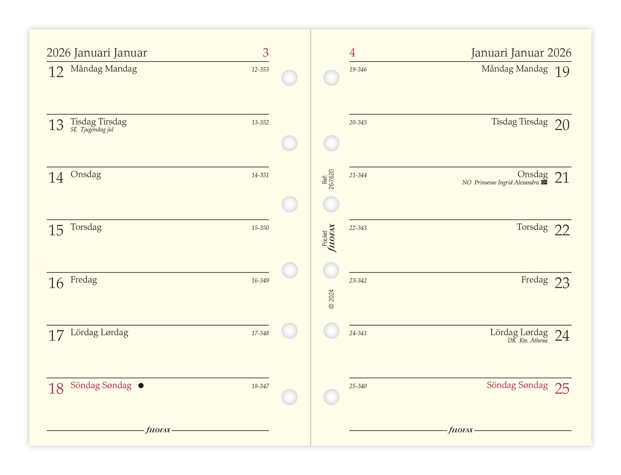 Køb ​Filofax Pocket Uge pr side 2026 refill hos Ofidan