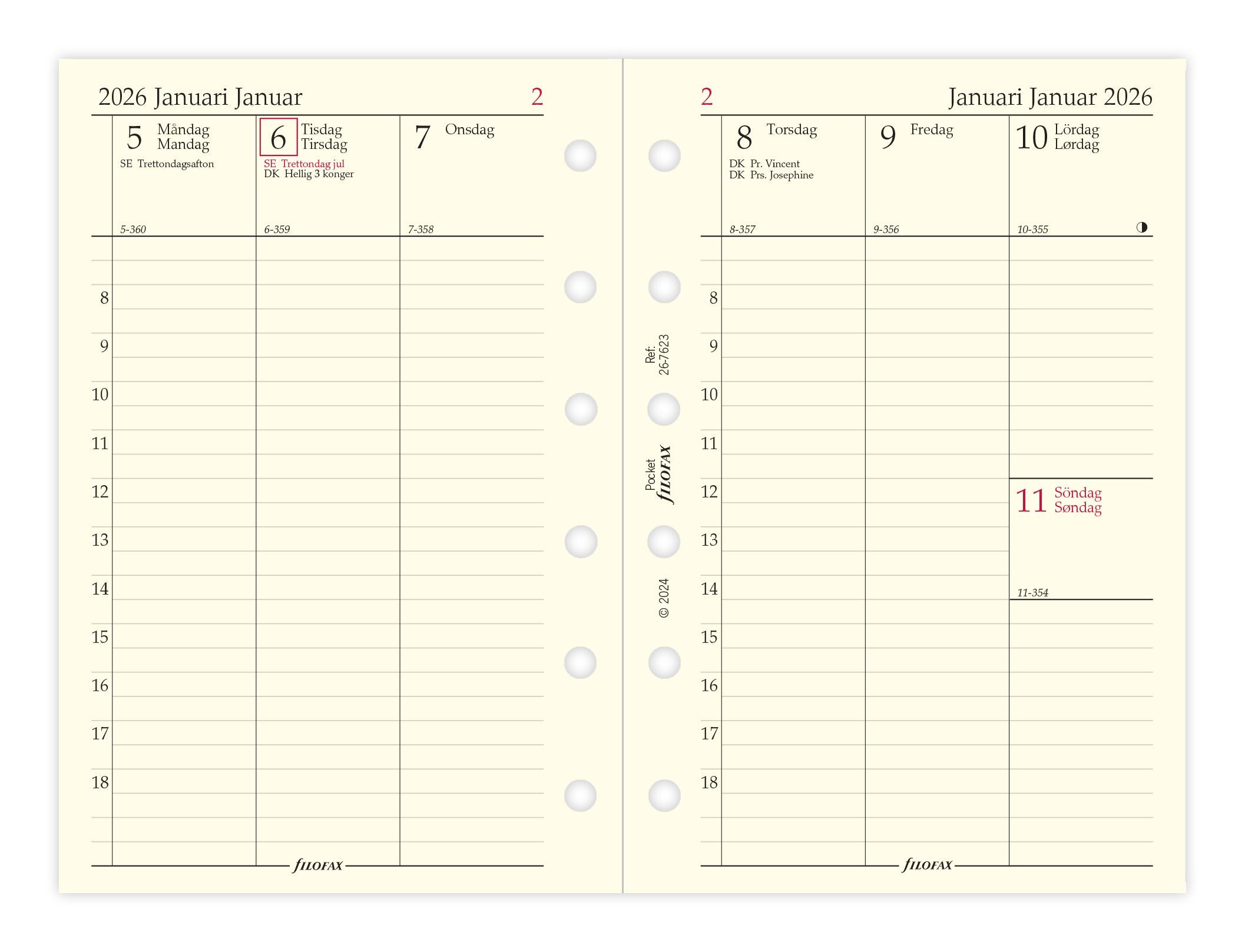 Køb ​Filofax Pocket Ugeopslag Vertikal 2026 Refill hos Ofidan