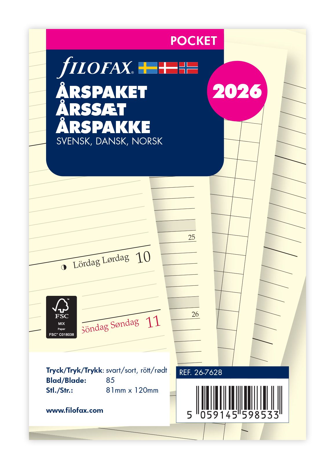 Køb ​Filofax Pocket Årspakke 2026 hos Ofidan