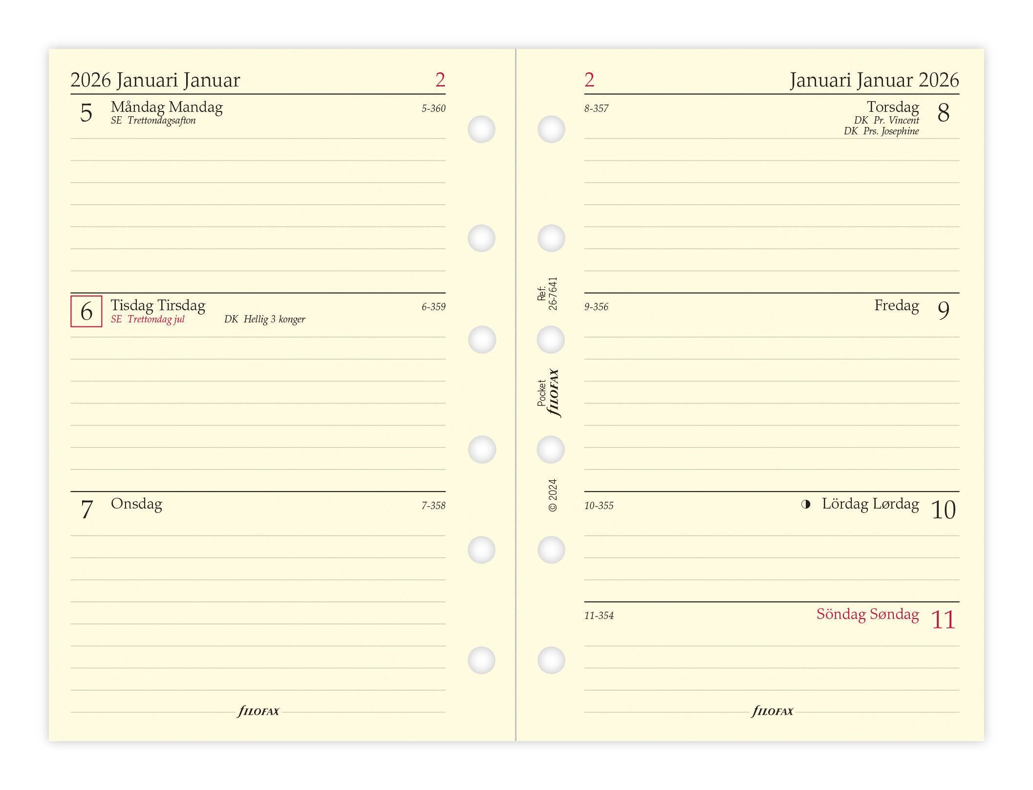 Køb ​Filofax Pocket Ugeopslag 2026 Refill hos Ofidan