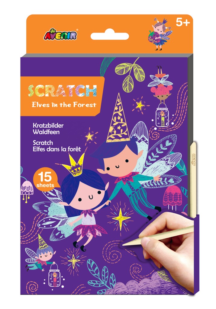 Køb ​Avenir Scratch Book A5 Elves in the garden hos Ofidan
