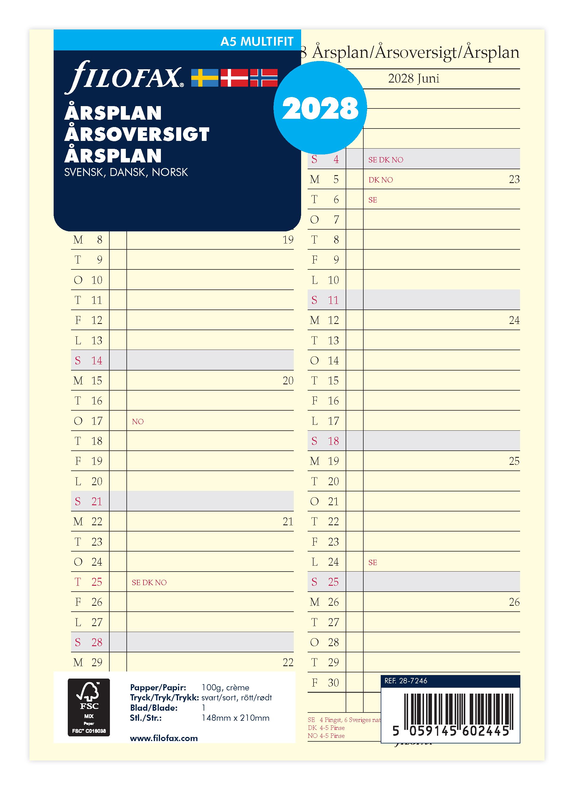 Køb ​Filofax A5 Årsplan 2028 hos Ofidan