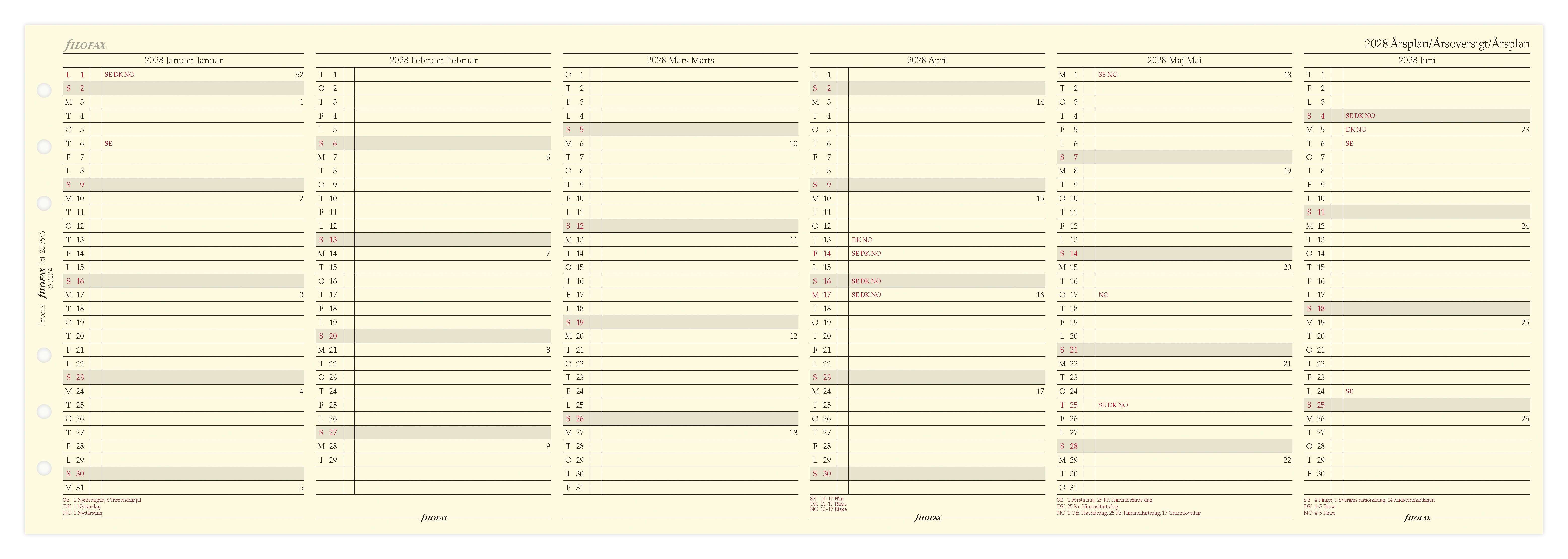 Køb ​Filofax Personal Årsplan 2028 hos Ofidan