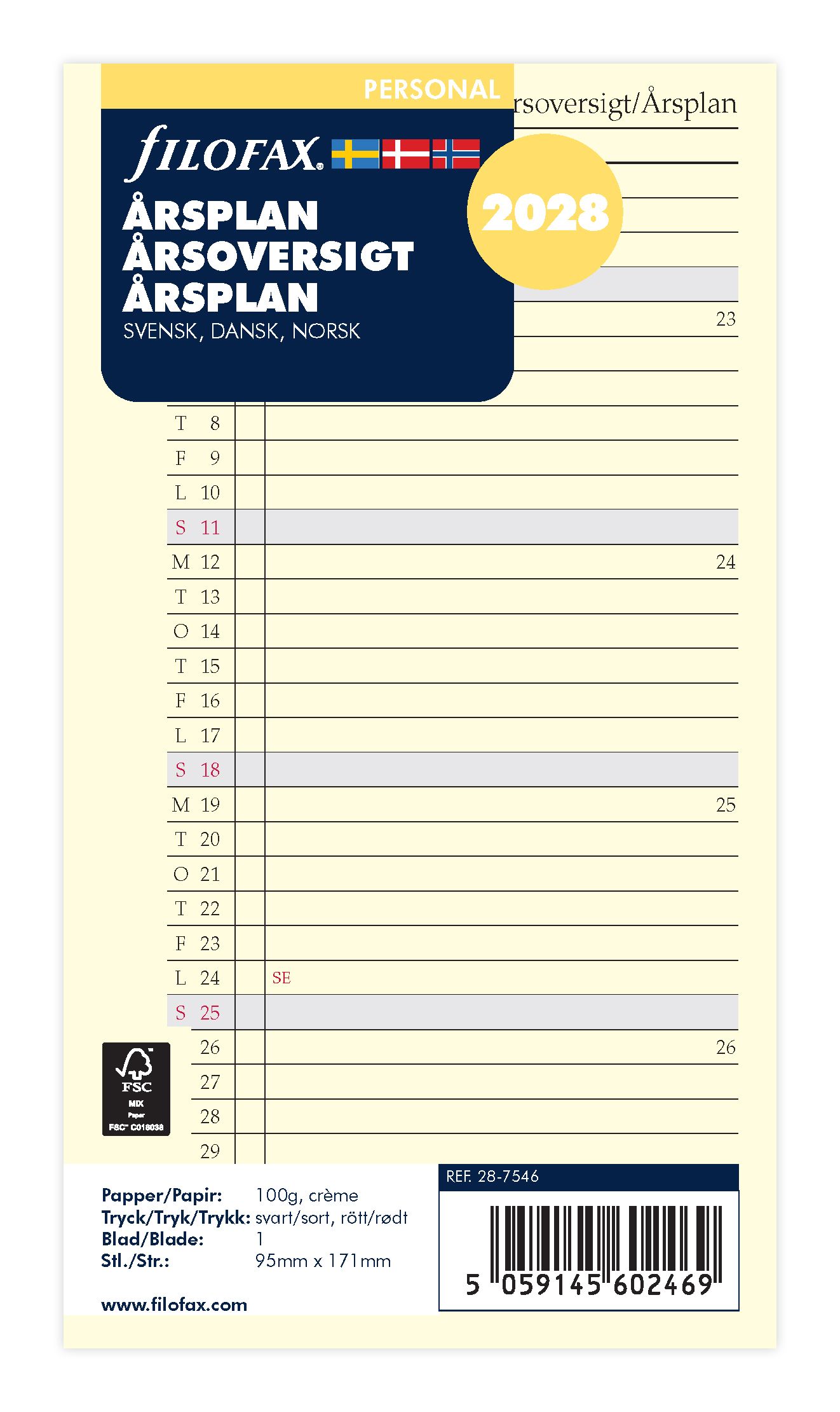 Køb ​Filofax Personal Årsplan 2028 hos Ofidan